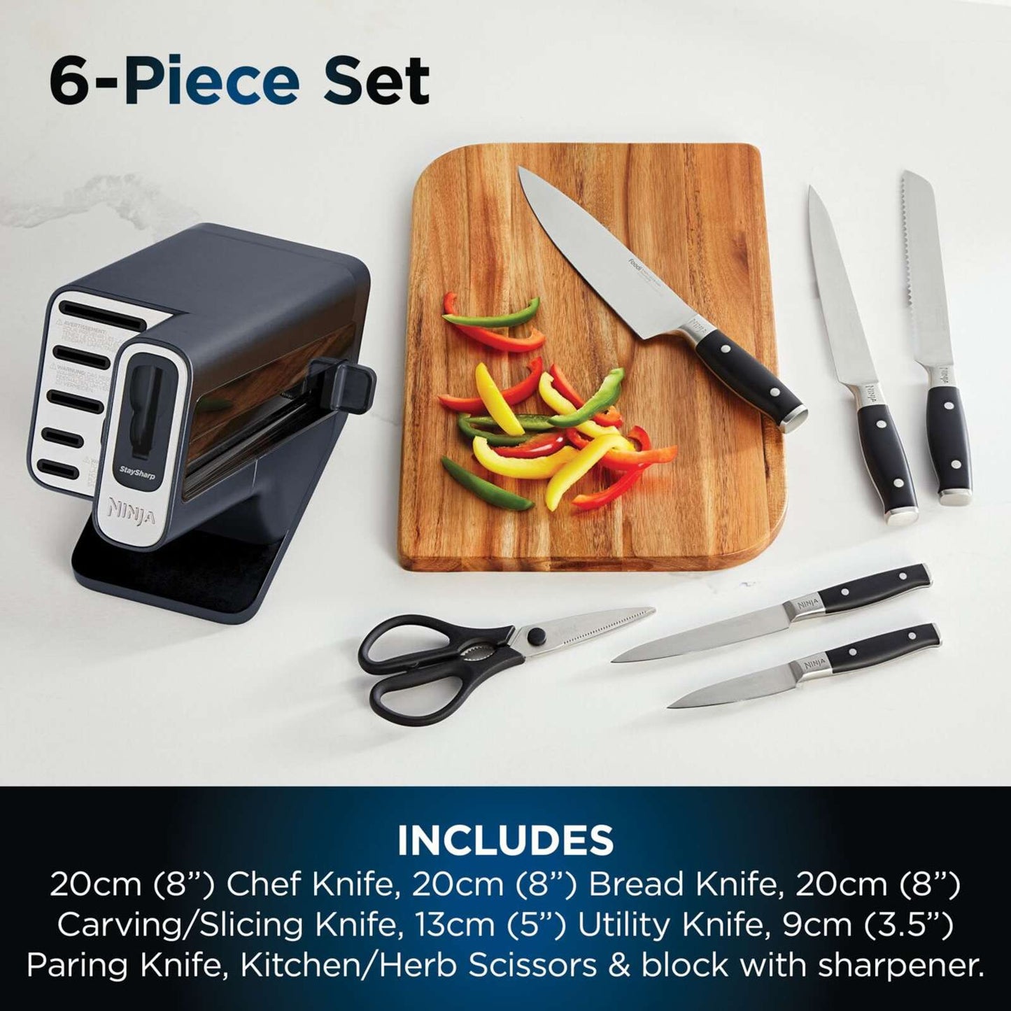 Ninja Foodi StaySharp 6-Piece Knife Block K32006UKCYD