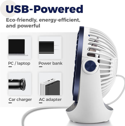OCOOPA USB Desk Fan with Adjustable Speed and 360° Rotation