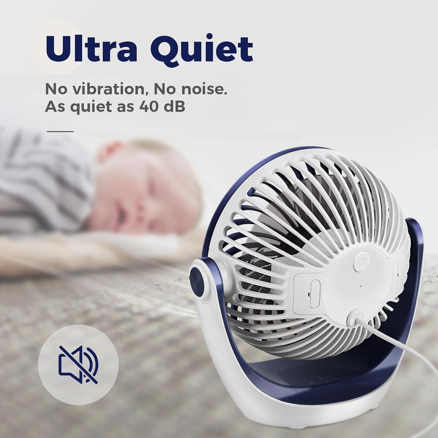 OCOOPA USB Desk Fan with Adjustable Speed and 360° Rotation